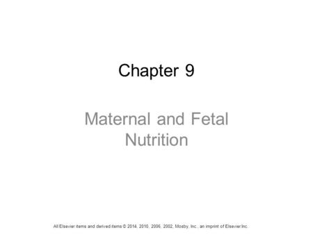 Maternal and Fetal Nutrition