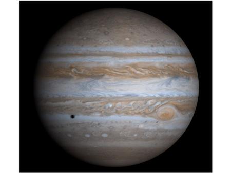 Atmosphere: Jupiter’s atmosphere has two basic features. 1) Changing parallel bands aligned with the equator, and 2) the Great Red Spot.