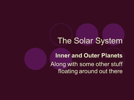 The Solar System Inner and Outer Planets