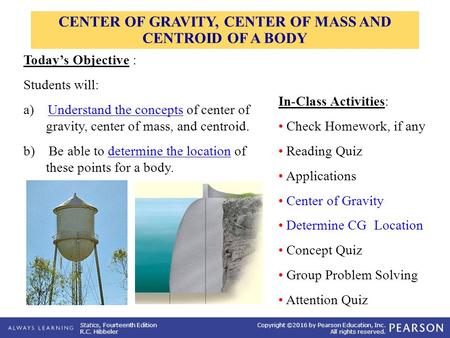 CENTER OF GRAVITY, CENTER OF MASS AND CENTROID OF A BODY