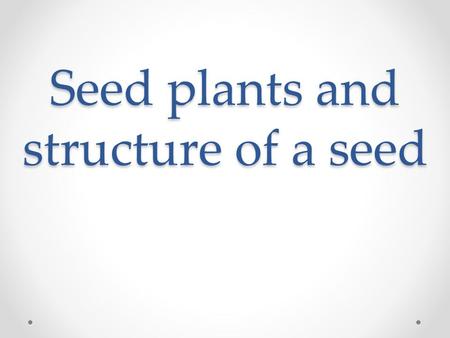 Seed plants and structure of a seed
