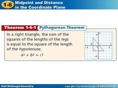 Warm Up C. Warm Up C Objectives Use the Distance Formula and the Pythagorean Theorem to find the distance between two points.