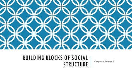 BUILDING BLOCKS OF SOCIAL STRUCTURE Chapter 4 Section 1.