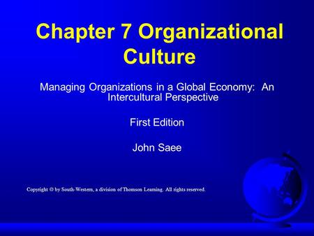 Chapter 7 Organizational Culture