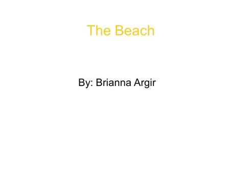The Beach By: Brianna Argir.