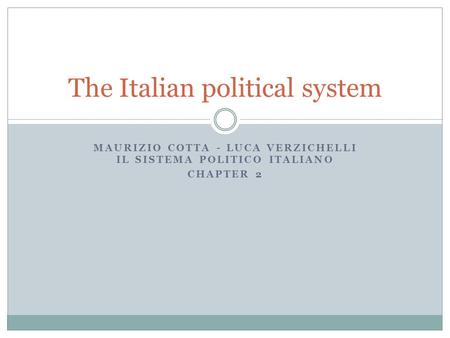 MAURIZIO COTTA - LUCA VERZICHELLI IL SISTEMA POLITICO ITALIANO CHAPTER 2 The Italian political system.