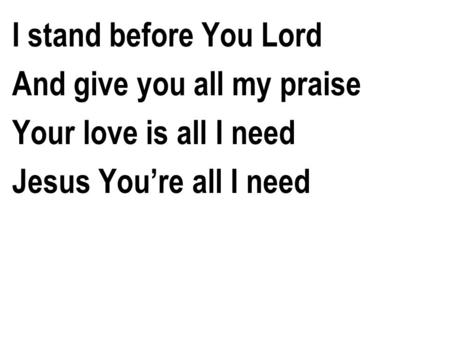 I stand before You Lord And give you all my praise