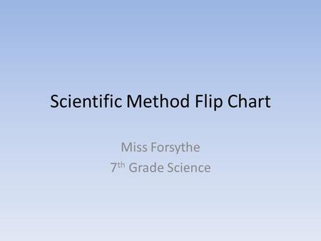 Scientific Method Flip Chart Miss Forsythe 7 th Grade Science.