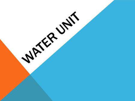 WATER UNIT. WATER ON EARTH Most of Earth's water—roughly 97 percent—is salt water that is found in the oceans. Only 3 percent is fresh water. Of that.