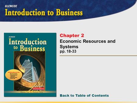 Back to Table of Contents pp. 18-33 Chapter 2 Economic Resources and Systems.