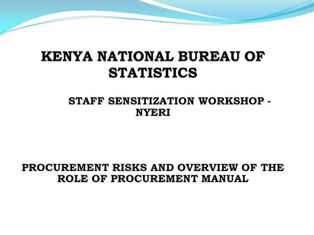 KENYA NATIONAL BUREAU OF STATISTICS