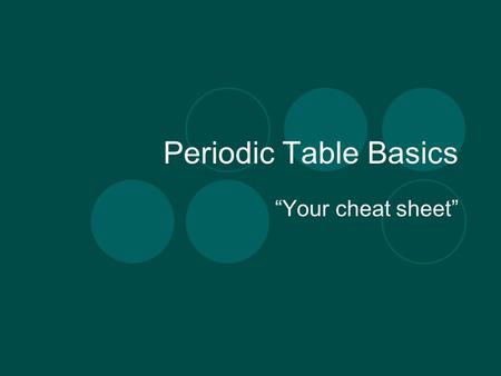Periodic Table Basics “Your cheat sheet”.