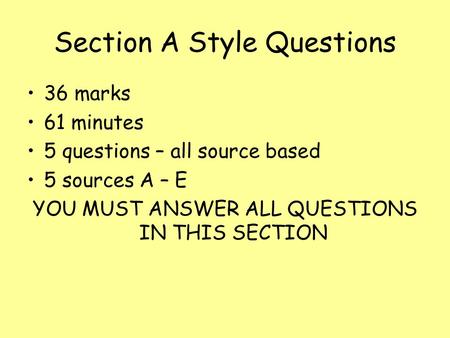 Section A Style Questions