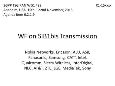 WF on SIB1bis Transmission
