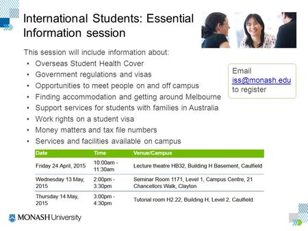 Click to edit Master title style Click to edit Master text styles International Students: Essential Information session This session will include information.
