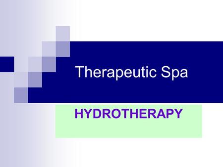 Therapeutic Spa HYDROTHERAPY. Objectives of the Lecture: To familiarize with the concept of spa or therapeutic resorts. To know the main classifications.