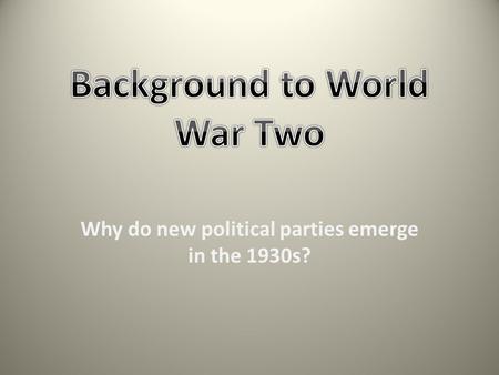 Background to World War Two