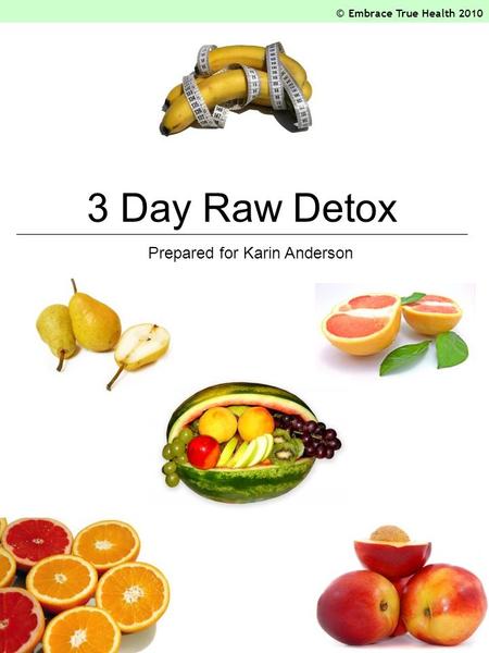 3 Day Raw Detox Prepared for Karin Anderson © Embrace True Health 2010.
