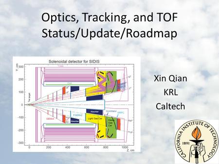 Optics, Tracking, and TOF Status/Update/Roadmap Xin Qian KRL Caltech.