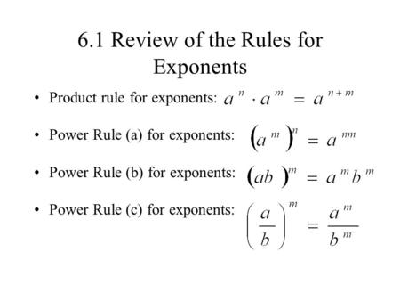 6.1 Review of the Rules for Exponents