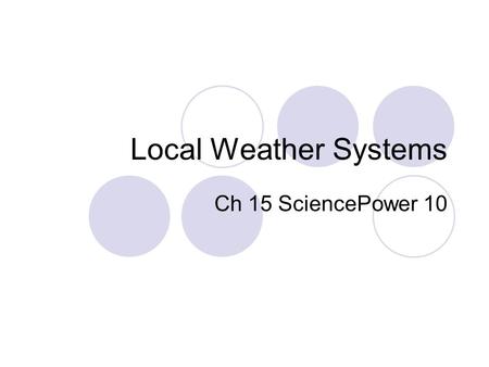 Local Weather Systems Ch 15 SciencePower 10. Lifting Mechanisms for Air (text p. 488) A.Solar radiation heats ground, ground heats air by conduction,