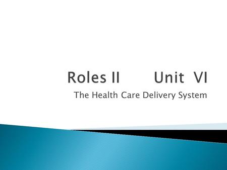 The Health Care Delivery System.  Mechanism for providing services that meet the health-related needs of individuals. major focus on quality and patient.