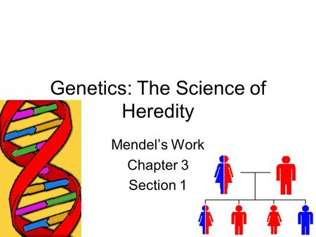 Genetics: The Science of Heredity Mendel’s Work Chapter 3 Section 1.