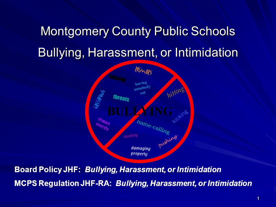 Preventing Bullying - Montgomery County Public Schools, Rockville, MD, Montgomery County Public Schools