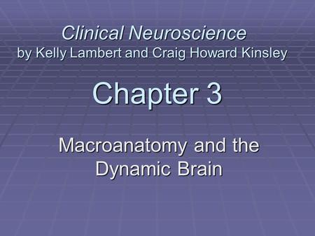 Chapter 3 Macroanatomy and the Dynamic Brain Clinical Neuroscience by Kelly Lambert and Craig Howard Kinsley Clinical Neuroscience by Kelly Lambert and.