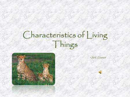 Characteristics of Living Things ~Mrs. Connor. Six Characteristics of Living Things 1.Have one or more cells 2.Have DNA 3.It grows and develops 4.Has.