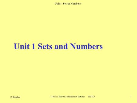ITD1111 Discrete Mathematics & Statistics STDTLP