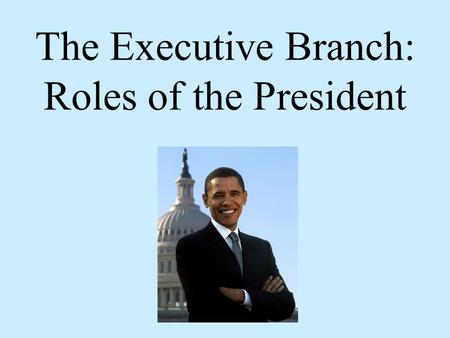 Page 2 page3 page 4 The Executive Branch: Roles of the President.