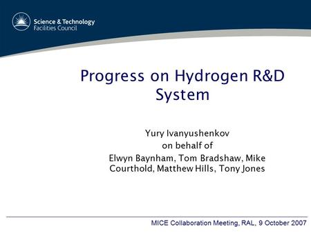 Progress on Hydrogen R&D System
