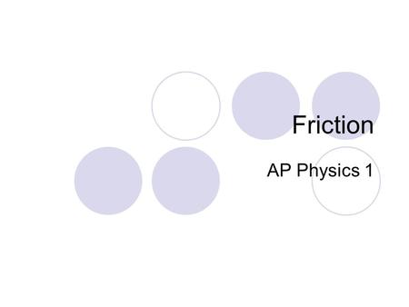 Friction AP Physics 1. Fun with Friction Friction is a force that resists the motion between two objects in contact with one another. For a fancier definition,