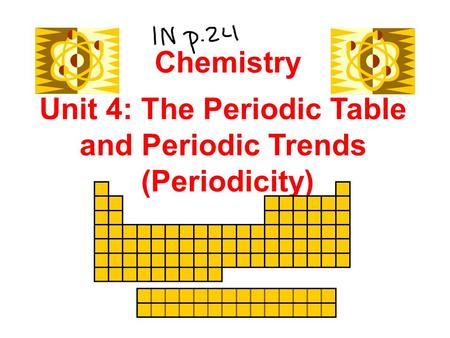 Unit 4: The Periodic Table and Periodic Trends (Periodicity) Chemistry.