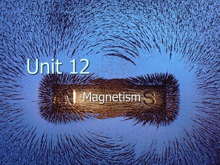 Magnetism Unit 12. Magnets Magnet – a material in which the spinning electrons of its atom are aligned with one another Magnet – a material in which the.