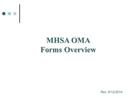 MHSA OMA Forms Overview Rev. 6/12/2014. Objectives – FSP Forms Learn about the history of MHSA and Outcomes Learn about the 3 types of forms and how they.