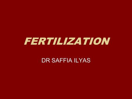 FERTILIZATION DR SAFFIA ILYAS. Fertilization, the process by which male and female gametes fuse, occurs in the ampullary region of the uterine tube. This.