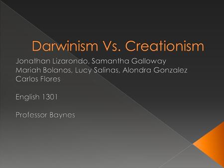 Darwinism Vs. Creationism