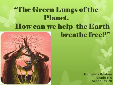 “The Green Lungs of the Planet. How can we help the Earth breathe free?” Mamedov Rustam Grade 5 A School № 70.