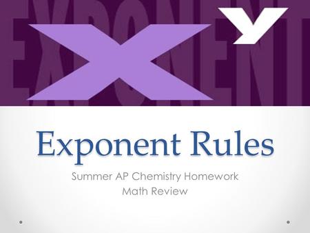 Summer AP Chemistry Homework Math Review