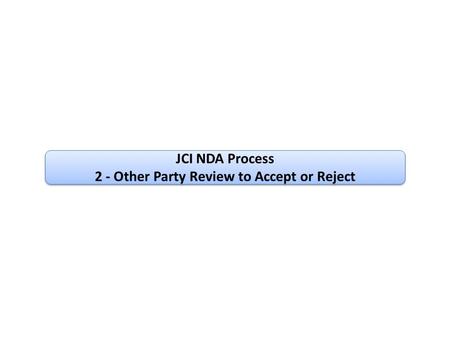 JCI NDA Process 2 - Other Party Review to Accept or Reject JCI NDA Process 2 - Other Party Review to Accept or Reject.