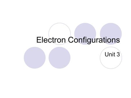 Electron Configurations Unit 3. What are electron configurations? According to the wave mechanical model, the electrons in an atom move around in the.