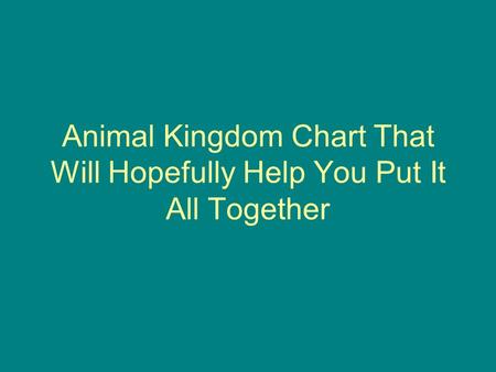 Animal Kingdom Chart That Will Hopefully Help You Put It All Together.