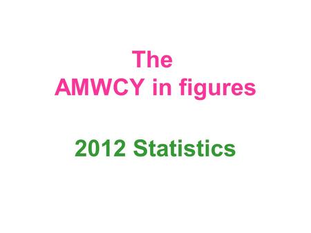 The AMWCY in figures 2012 Statistics. How many we are? 554 353 members and supporters 172 254 members 3 028 grass root groups 311 associations 24 countries.
