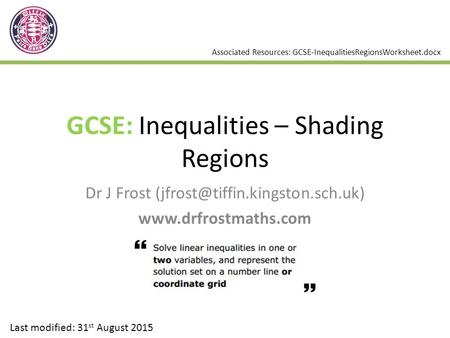 GCSE: Inequalities – Shading Regions