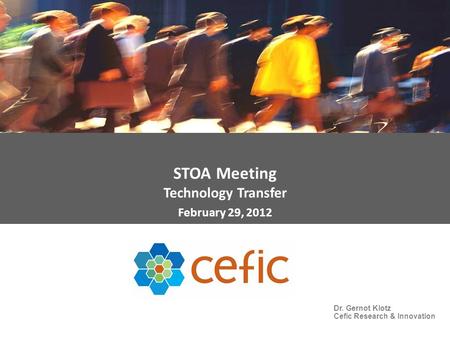STOA Meeting Technology Transfer February 29, 2012 Dr. Gernot Klotz Cefic Research & Innovation.