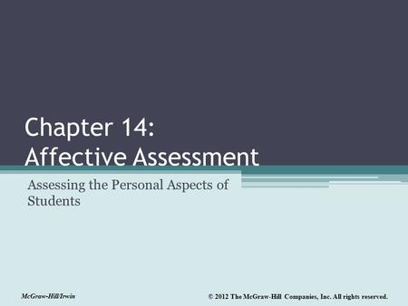 Chapter 14: Affective Assessment