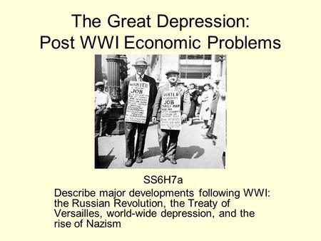 The Great Depression: Post WWI Economic Problems