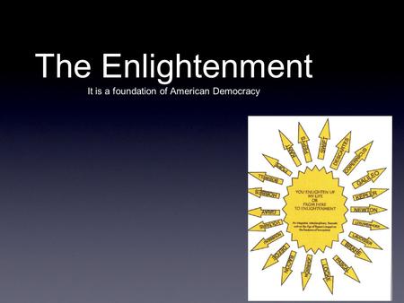 The Enlightenment It is a foundation of American Democracy.